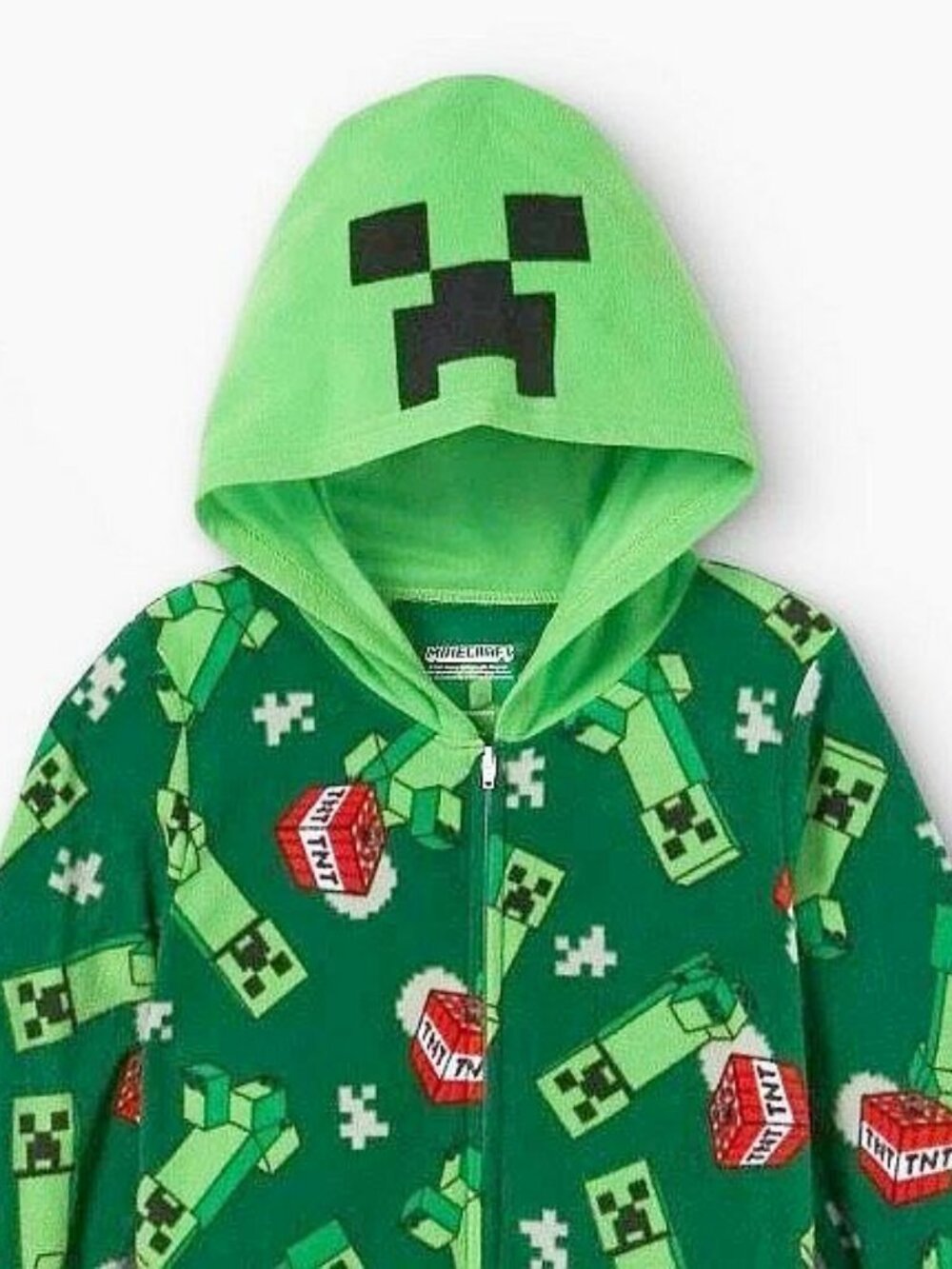 BOY'S MINECRAFT ONE PIECE PAJAMAS CREEPER HOODIE UNION SUIT BOYS SLEEPER ROMPER
